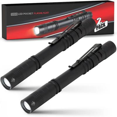 China LED Industrial Pocket Pen Light Flashlight S100 [2 packs] - small, mini, stylus PenLight with clip - perfect flashlights for inspection for sale