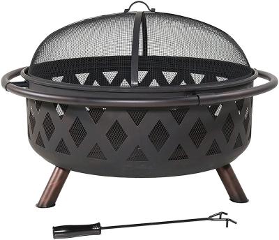 China Firewood Pit with Portable Poker and Spark Screen for Pation and Outdoor Backyard Black Crosswrave Fire Pit Bowel DW-YY021 for sale