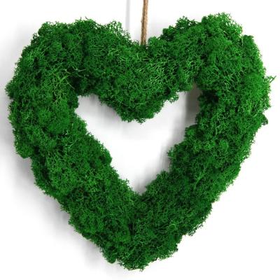 China Garden.Hotel.Home.Office Decor Decorative Heart Shape Green Moss Garland For Front Entrance Custom Natural Preserved Moss Garland for sale