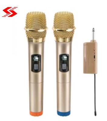 China Dual Karaoke Player Gold Wireless Microphone for sale