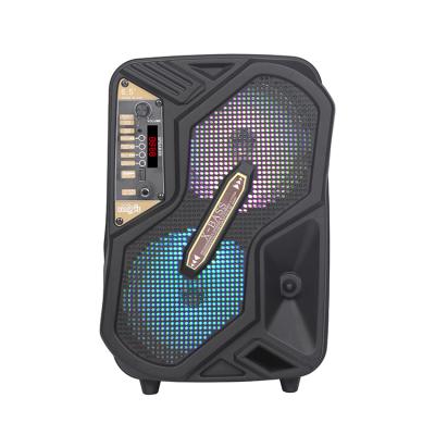 China No 6.5 inch portable speaker with wired microphone, LED light, USB port, TF card slot, BT, FM, aux input, TWS for sale