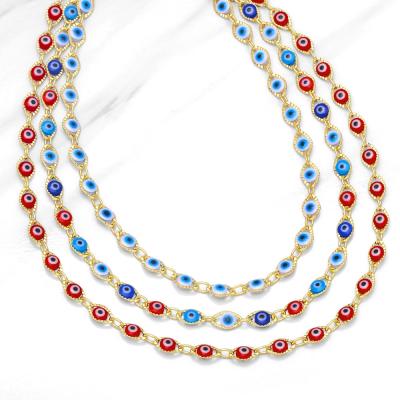 China Eco-Friendly (Nickel Free Evil Enamel European Red Blue Turkish Eyes Necklace Multi Personality Color Geometric Round Devil Eyes Pendant Necklace for sale