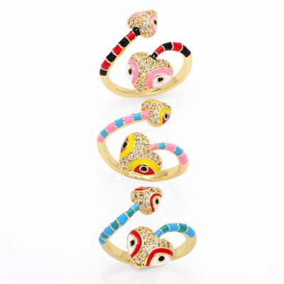 China Eco-Friendly (2022 Nickel Free Chic 18k Gold Plated Multi Colored Brass Snake Enamel Rainbow Colorful Rings, Colorful Snake Rings For Ladies for sale