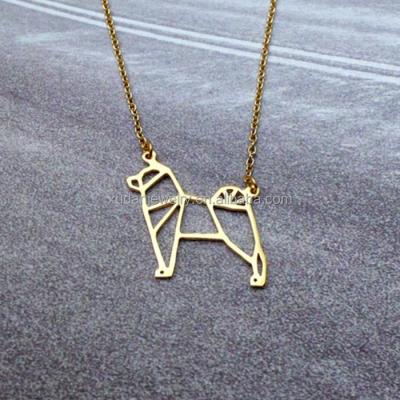 China Eco - Friendly ( Nickel Free Shiba Inu Collar , Origami Gold Dog Pendant Collar for sale