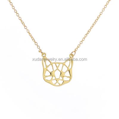 China Eco-Friendly (Cat Face Nickel Free Origami Pendant Necklace Jewelry, Unique Pet Necklace for sale