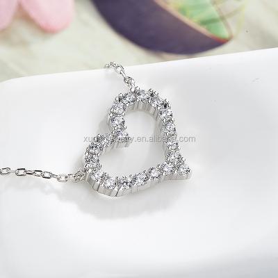 China Eco-Friendly (Genuine Nickel Free 925 Sterling Silver Austrian Crystals Heart Pendant Necklace For Women European Fashion Jewelry for sale