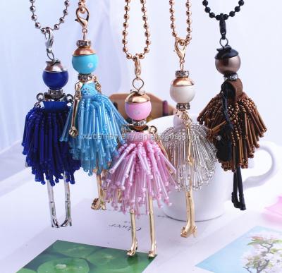 China ECO-Friendly (2016 Hot Sale Nickel Free New Design Pink Crystal French Doll Pendant Necklace for sale