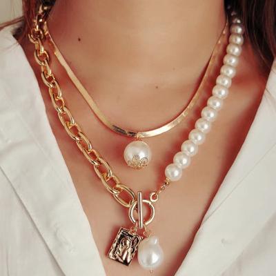 China Eco-Friendly (Nickel Color Free Custom Hot Sale Fashion Statement Pearl Necklace Women Pearlescent Necklaces Jewelry for sale