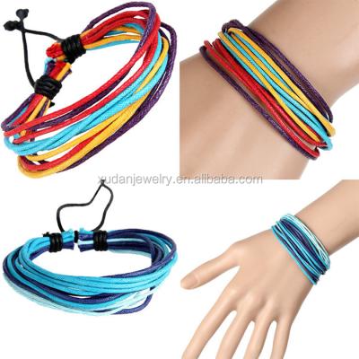 China Eco-friendly (wholesale free men's jewelry nickel fashion bracelets wrapped multi-layer genuine leather bracelet with braided rope wholesale for sale