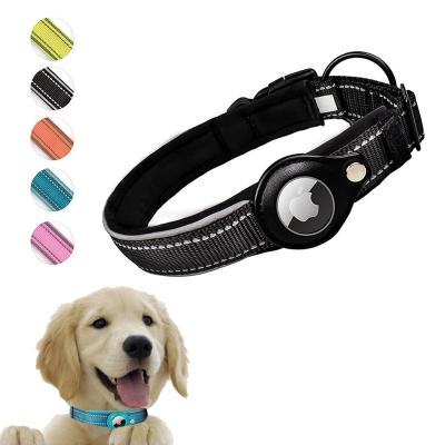 China Gps Luxury Tactical Tracker Apple Airtag Holder Personalized Nylon Stainless Waterproof Dog Collar for sale