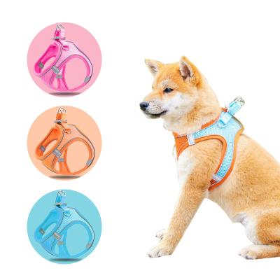 China Viable Custom Logo Polyester Colorful Metal Buckle Step In Reflective Leash And Air Mesh Strap Dog Vest Pet Harness for sale