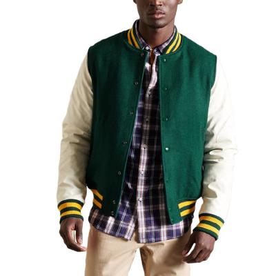 China 2021 QUICK DRY wholesale custom green winter bomber baseball jacket leather mens jackets and coats custom jacket for sale