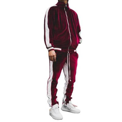 China Hot Selling Breathable Velvet Polyester Jogging Tracksuit For Men Multiple Colors Logo Zipper Up Tracksuits Custom Made for sale