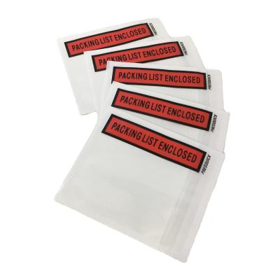 China Strong Adhesive Invoice Enclosed Slip Pocket Pe Self Adhesive Waterproof Top Loading Document Enclosed Adhesive Packing Slip List Envelope for sale