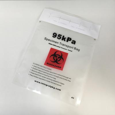 China Professional Self Adhesive Medical Barrier Bio Hazard Bags 95kPa Specimen Transport Bag For Laboratory Hospital Use for sale