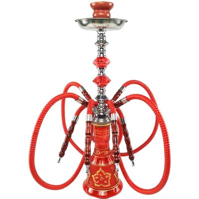 China Country Factory Price Great 4 Hose Metal Shisha Displacement Portable Hookah For Russian And Arabic for sale