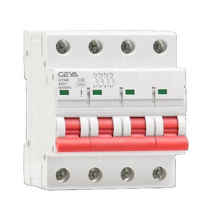 China Since C D GEYA mini solar mcb C20/mcb 2pole 4pole system GYM8-63 250V 500V 800V 1000V 1200V PV circuit breaker price for sale