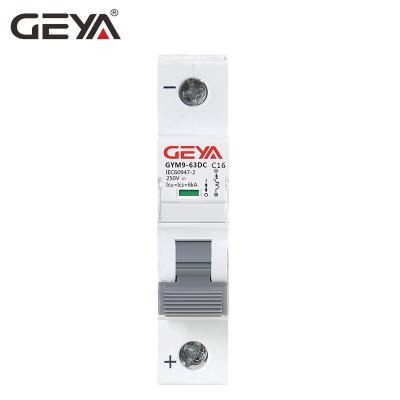 China GEYA GYM9 1P 6A Single Phase DC Circuit Breaker MCB 6KA 1 Mini Post 250V For Solar PV System Home Use 6000A for sale