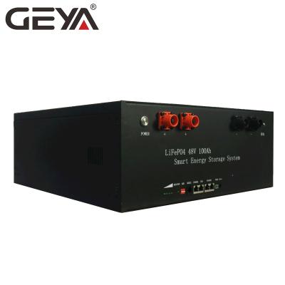 China Solar PV System Geya 8 Strings Current 25.6V 200Ah Lithium 100A Iron Phosphate Solar Storage Lifepo4 Battery Pack For Home for sale