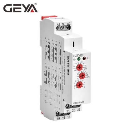 China GEYA GRT8-M2 AC230V Multifunction Sealed Timer Relay 16A 2SPDT Din Rail Time Relay With CE CB ROHS Certificate for sale