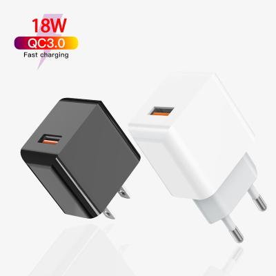 China QC 3.0 Quick Charging Quick Charge QC3.0 Wall Adapter USB Charger 18W 3A CB Plug Mobile Phone EU/USA Charger for sale