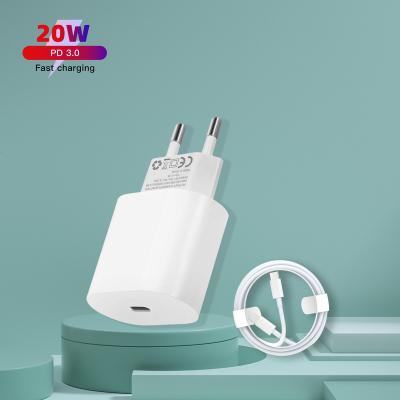 China Mobile Phone USB C PD 20W Fast Charger Type C Wall Charger 20W USB-C Power Adapter For iPhone 12/11 for sale