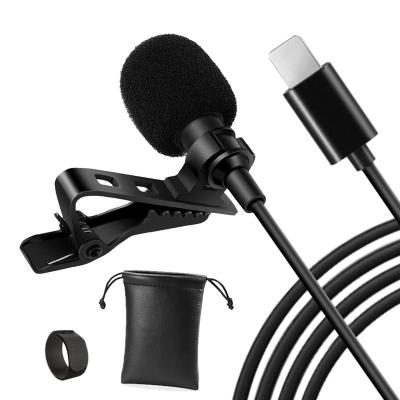 China Lavalier Microphone Professional Wired Hands Free Mini Lapel Clip Lavalier Microphone For Type C Iphone Plug Teacher Live Broadcast Loudspeaker for sale