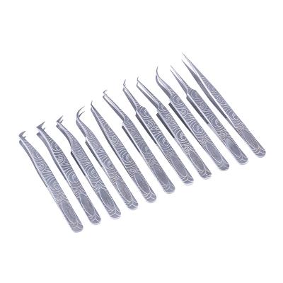 China Multi Straight Diamond Grip Custom Logo Accept Eyelash Extension Tweezers Stainless Steel Lash Tweezers Light Powder Coated Tip for sale