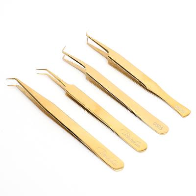 China High Quality Russian Stainless Steel Private Label Extension Volume Eyelash Extension Tweezers for sale