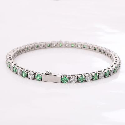 China COLLECT JEWELRY 4mm Hiphop Lead Free Nickel Free Men Chains Tennis Chain Diamond Necklace Green Iced Out CZ Zircon Necklace For Men Wome for sale