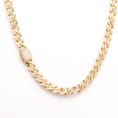 China Hip Hop Lead Free Nickel Free Simple Luxury Necklace Diamond Zircon Row Stainless Steel Cuban Chain for sale