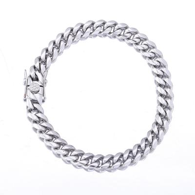 China Anti-corrosion Stylish Silver Stainless Steel Cuban Link Chain Hip Hop Nickel Free Lead Free Chain For Men And Women for sale