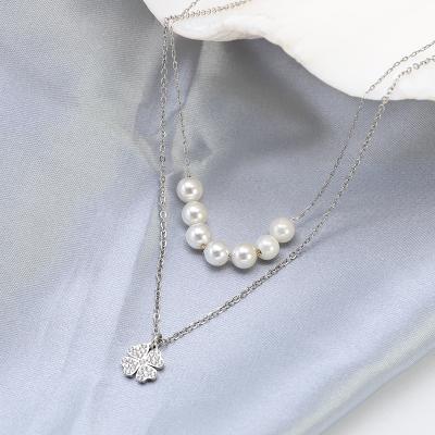 China Fashionable Collection Cute Jewelry Double Chains Necklace Stainless Steel Necklace Pendant Jewelry For Women for sale