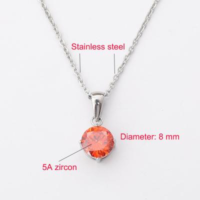 China Luxury Fashion Shiny Punk PVD Plated Stainless Steel Crystal Zircon Pendant Necklace For Women Jewelry for sale