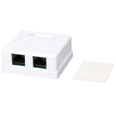 China PC cat6 / cat5e rj45 port dual jack network 2 ports UTP trapezoidal surface mount box for sale