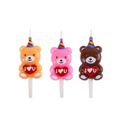 China Smokless Dripping No No Toxic Hot Selling Funny Bear Shape Cake Topper Birthday Candles For Birthday Party for sale