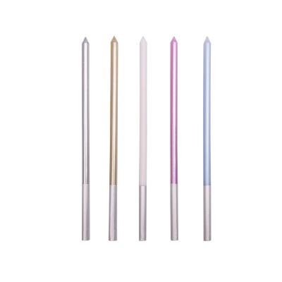 China Birthdays / Celebration Kids Birthday Gift Thin Birthday Candles Colored Single Metallic Pencil Birthday Party Candles for sale