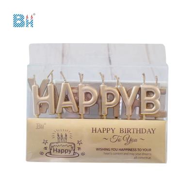 China Letters HBD Birthday Candles Gold Coated for sale