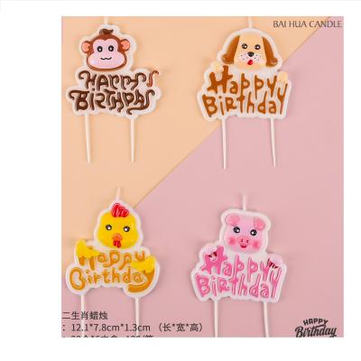 China Birthdays Grow Theme Candle Shape Animal Candle for Cake Topper and 12 Kinds Birthday Animal Candle for sale