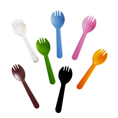 China Disposable Plastic Cake Spoon Disposable Plastic Cake Tableware Color Mousse Dessert Spork Plastic Spork for sale