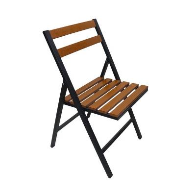 China Foldable Steel And Wood Plastic Slats Outdoor Foldable Chair for sale