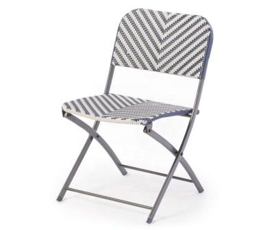 China Foldable steel and woven rattan foldable chair for sale