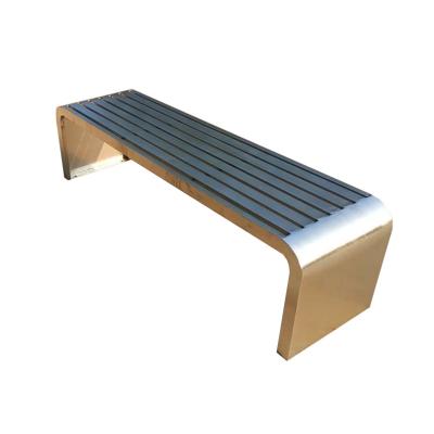 China Contemporary Stainless Steel Wooden City Public Outdoor Bench for sale