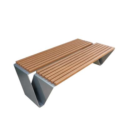 China Contemporary Stainless Steel Wooden Outdoor Bench for sale