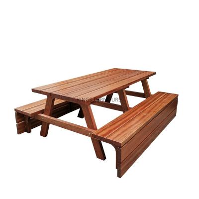 China Solid Wood Oil Stained Outdoor Park Garden Solid Wood Picnic Table for sale