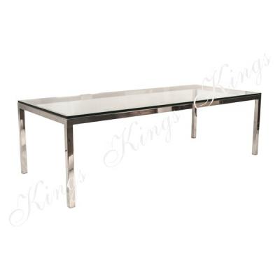 China Eco - Friendly Stainless Steel Events Wedding Chrome Dining Table for sale