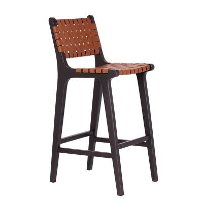 China Industrial Solid Wood and Leather Belt Barstool for sale