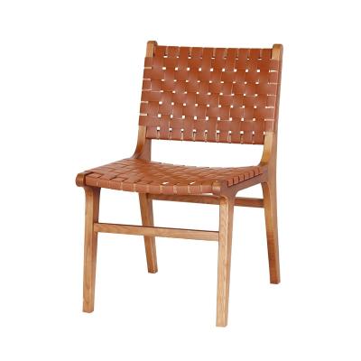 China Industrial Solid Wood and Leather Sash Dining Chair for sale