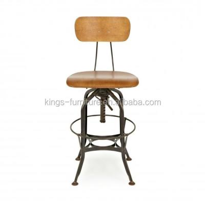 China Industrial Bar Stool Steel And Wood Vintage Swivel Bar Stool for sale