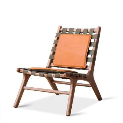 China Mid Century Modern Classic Europe Wood And Fabric Sash Lounge Chair for sale